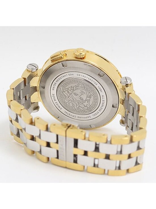 Versace Matelasse Dual Time Quartz Sumoseco Black Dial Watch Kzk